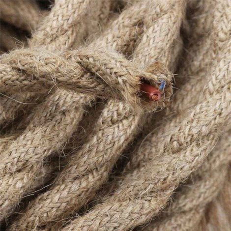 Fil électrique tissu Rétro Corde de chanvre tressé torsadée Câble 2 Noyaux (2x0.75mm²) pour Accessoires de lampe à suspendre 5M (1/4)