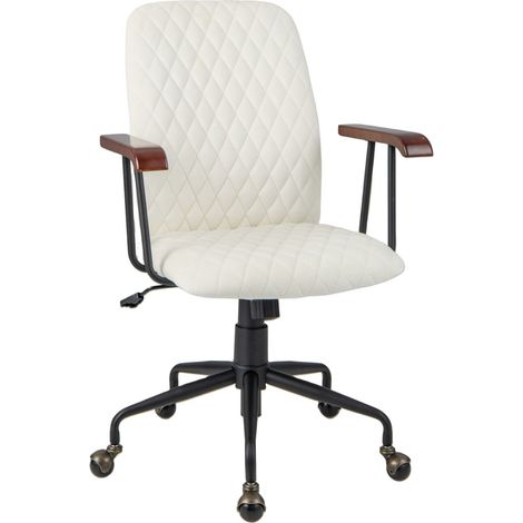 Velvet Office Chair Ergonomic Mid-back Computer Desk Chair W/Rubber Wood Armrest (1/3)