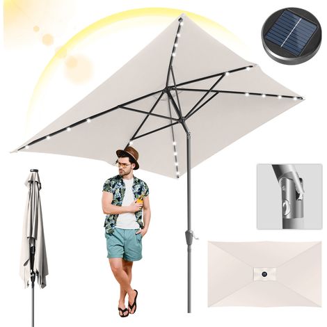 TolleTour Sonnenschirm rechteckig 2 × 3 m mit integriertem LED-Licht – stabil & wetterfest, beige