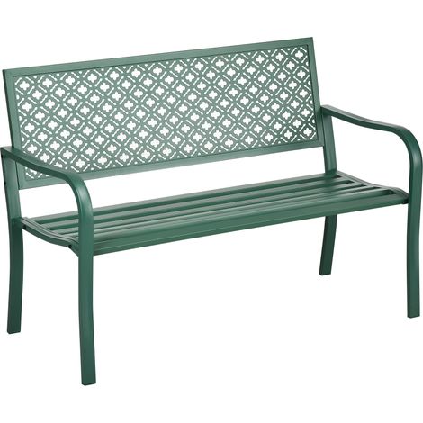 Banc de jardin, résistant aux intempéries, charge max 280 kg, vert foncé, 127 x 63 x 83 cm, pour jardin et terrasse, idéal pour terrasse et jardin