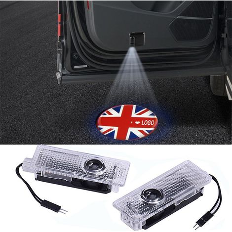 (Lot de 2 éclairages de porte - LOGO 9) Projecteur LED pour portières de voiture, compatible avec MINI Cooper One S R55 R56 R60 F55 F56 Countryman Clubman. Éclairage décoratif pour véhicules neufs. (1/4)