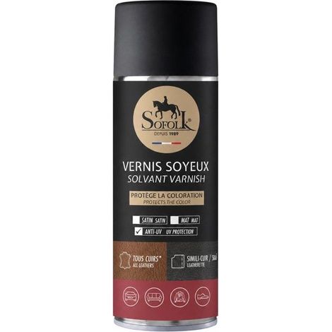 Verniz Soyeux para Cuero SOFOLK (Aerosol 400ml - Satinado) Protege la Coloración y la Flor. Evita el ensuciamiento prematuro. (1/5)