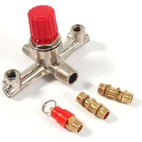 Valve de régulation de pression d'air , tube à double sortie, raccord en alliage de zinc avec réglage (1/3)
