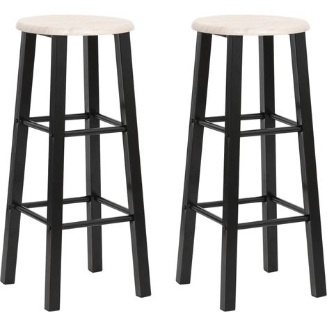 Juego de 2 taburetes de bar, sillas altas con reposapiés, asiento de MDF y estructura de acero negro DEC029801