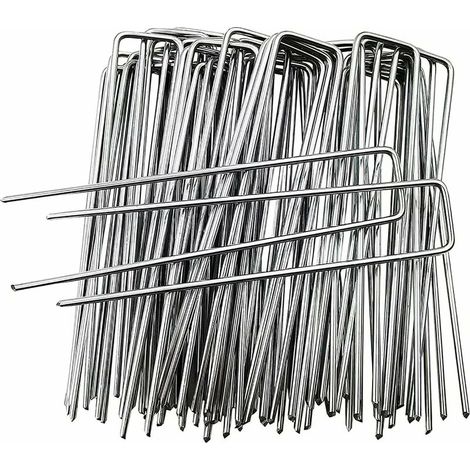 Ensemble de 100 pieux de fixation en acier en forme de u de 4,0 mm, longueur de 150 mm, largeur de 25 mm H (1/5)