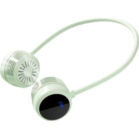 Neck fan with LCD screen, adjustable flexible hose and 360° rotation, fast charging, 6 wind modes, portable, for study, fitness and entertainment, green (1/5)