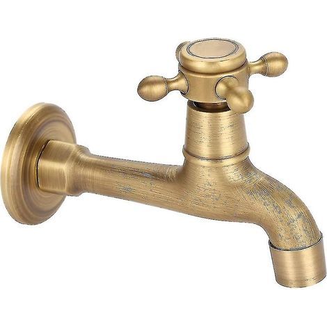 Robinet mural vintage en laiton massif G1/2 pour évier de cuisine, serpillière et piscine (long) (1/5)