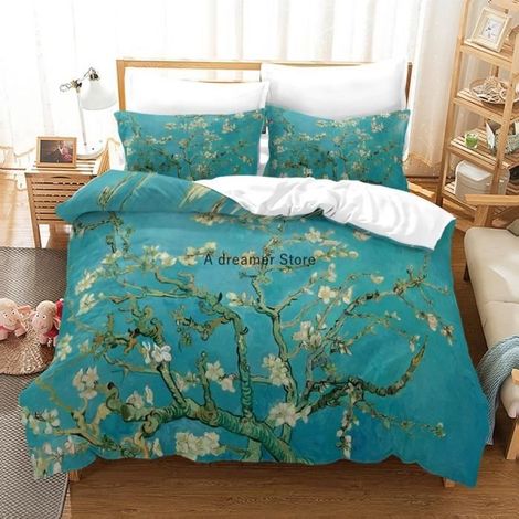CLn-5539 Ensemble de literie peinture à l\'encre de chine fleur de prunier bambou housse de couette artistique Taille:200200cm-Ywey (1/4)