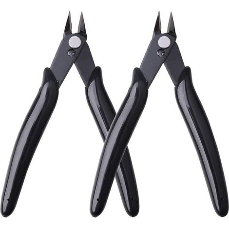 Pince Coupante Diagonale Précision Lot de 2 pour Câbles Électroniques Bijoux et Petits Composants Métalliques Finition Noire (1/5)