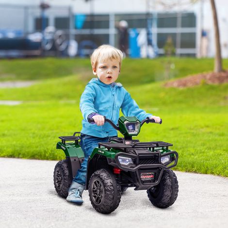 Quad électrique enfant 12V. voiture électrique enfants. double moteur. phares et musique. 88x45x50cm. vert