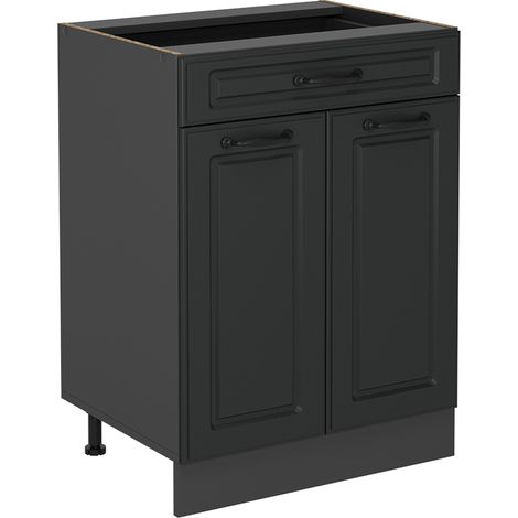 Küchenunterschrank R-Line, Anthrazit Landhaus, 60 cm mit Schublade, ohne Arbeitsplatte, Vicco