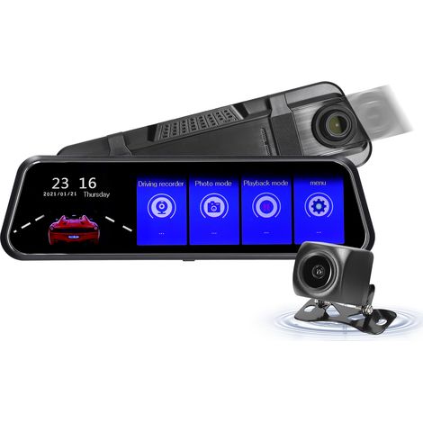 Dashcam LIFCAUSAL pantalla táctil 9,66" Doble DVR 1080P frontal/trasero Gran angular 170° visión nocturna Detección impactos y grabación bucle (1/5)