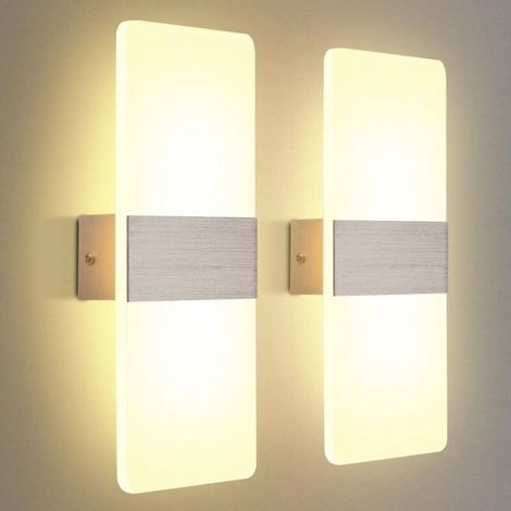 2 Pack Applique Murale LED Intérieure 12W Blanc Chaud 3000K AC 230V Lampe Murale en Acrylique Design Moderne Decoration Luminaire Mural pour Salon Chambre Couloir Salle de Bain 29x11x4CM (1/5)