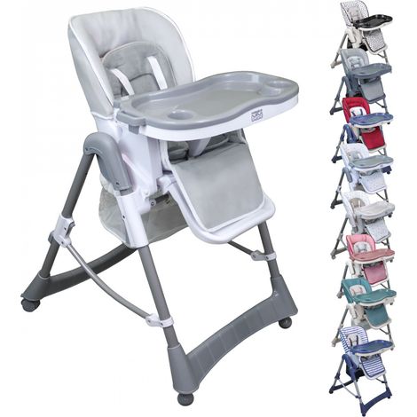 Chaise haute bébé pliable réglable 3 positions – Dossier inclinable – Tablette ajustable – Structure en acier – Housse lavable – Monsieur Bébé