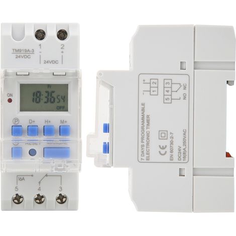 Minuterie numérique programmable TM919A-3 24 V CC 16 A avec écran LCD et 7 jours (1/5)