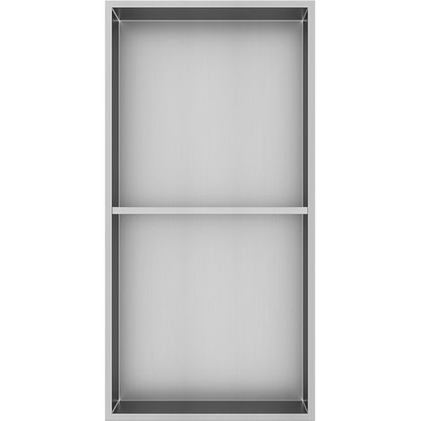 Niche de douche encastrable en acier inoxydable 300 x 600 cm avec étagère, étagère murale en acier inoxydable, rangement de douche pour accessoires de salle de bain, acier brossé (1/5)