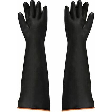 Gants industriels en latex noir résistants aux acides et aux alcalis Gants anti-chimiques brillants épaissis Industrie minière Agriculture Foresterie Pêche Protection du travail (1/4)