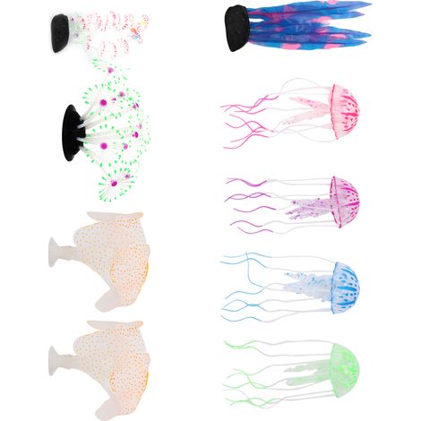 décorations de corail pour aquarium, effet lumineux, plantes pour aquarium, méduses artificielles en silicone, décorations de corail. (1/5)