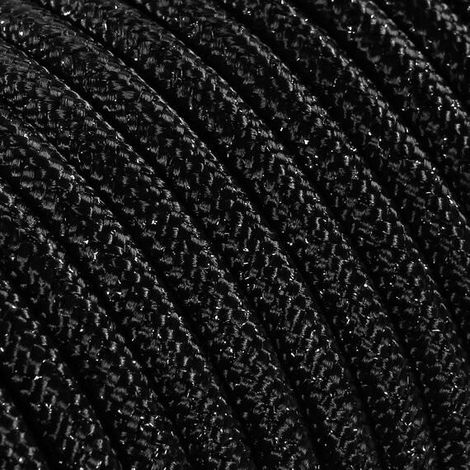 Fil Électrique Tissu Noir Brillant 2x0,75mm² - Câble Électrique Textile de Qualité