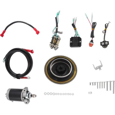 Kit complet de démarrage électrique hors-bord pour moteur hors-bord 4 temps 15 CV Kit de démarrage électrique hors-bord avec démarreur et volant d'inertie, durable et fiable (1/5)