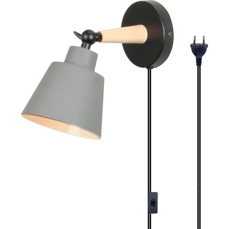 Applique Murale Moderne Applique Murale Rétro Minimaliste Gris Lampe Murale D'Intérieur Nordique E27 (Avec Prise Euro)