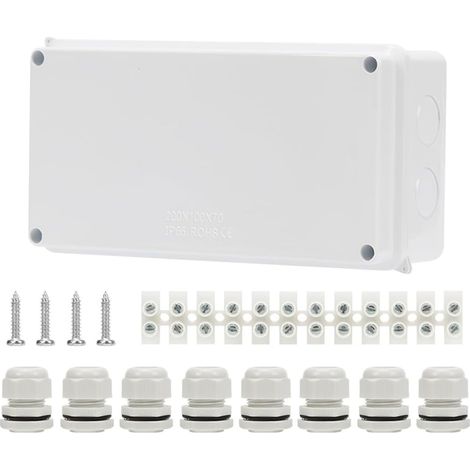 Boîte de Jonction Étanche IP65 200x100x70mm, Boîtier Électrique avec Presse-Étoupes et Bornes, Pour Installations Domestiques, Industrielles et de Sécurité (1/5)