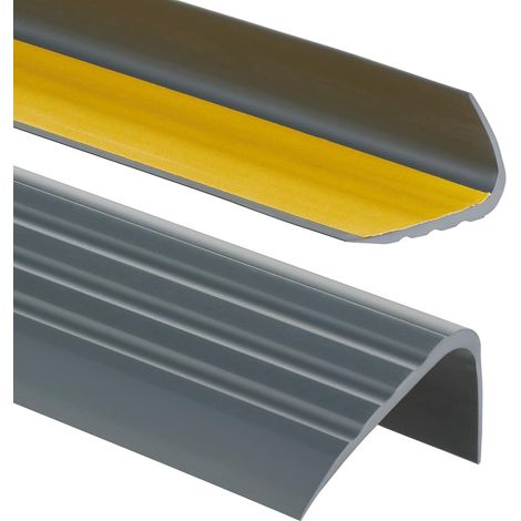 Nez de marche PVC autoadhésif - 1 pièce - Anthracite 65x40mm - Antidérapant et protecteur - Escaliers intérieur et extérieur - Longueur 100cm (1/5)