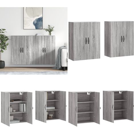 Armoires murales 2 pcs sonoma gris bois d'ingénierie - Armoire Murale - Meuble De Rangement - Buffet - Étagère Murale - Décoration Intérieure - Home & Living (1/5)