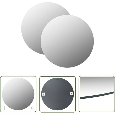Set de 2 miroirs muraux 60 cm Rond Verre DEC022844 (1/5)