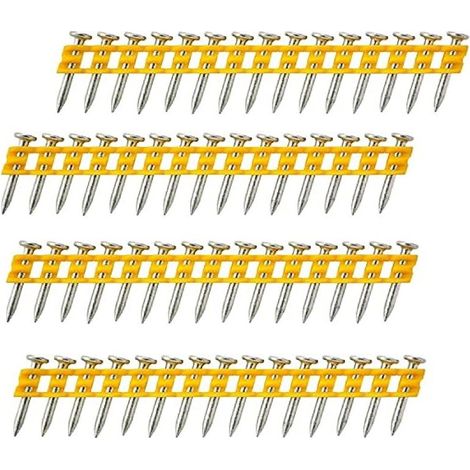 Dewalt – Clous galvanisés 20 x 2.6 mm – Lot de 1005 clous pour béton et plaques de plâtre – Assemblés en bandes de 15 pour tir rapide