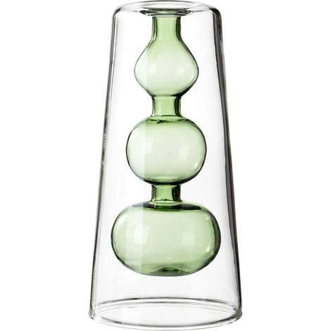 Vase en verre double couche vert modèle 2