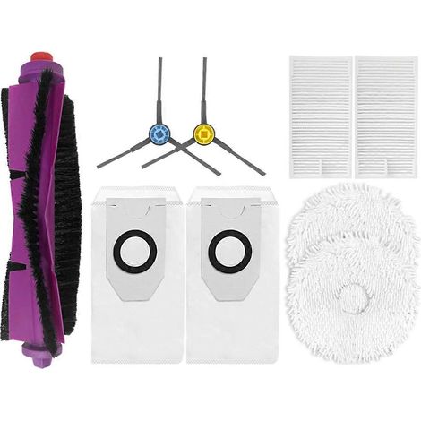 Pièces détachées pour aspirateur robot V12 : brosse principale, chiffon de nettoyage, filtre HEPA, sacs à poussière. (1/5)
