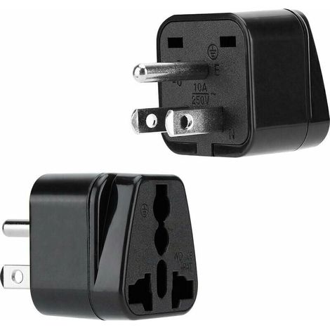 Black Socket Adapters - Set of 2 Type B Travel Plug Adapters for Germany, Italy, Spain, France - MUMU Converter Conversion Device (1/4)