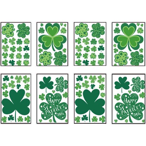 Autocollant Fenêtre Trèfle - PVC Double Face - Pour Vitre Miroir Réfrigérateur Salle de Bain - Décoration Saint-Patrick - Lot de 12 (1/5)