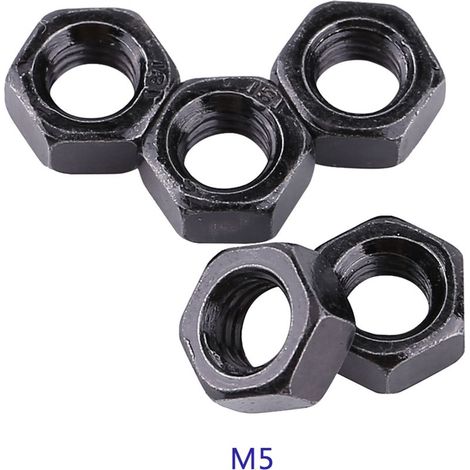 Ecrou hexagonal DIN934 M5 Noir Carbon Steel Zinc 100pcs Nut Fastener (1/5)