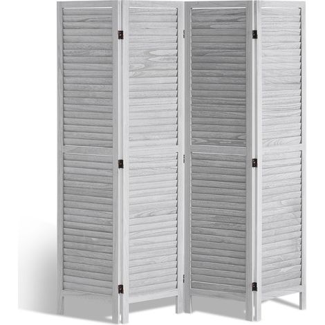 Cloison de séparation en bois, séparateur de pièce pliable à 4 panneaux, paravent de confidentialité à volet 170 cm de haut, pour maison, intérieur, bureau, restaurant, chambre à coucher, blanc (1/5)