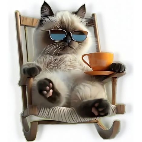 Colgante de acrílico gato bebiendo té para coche, 5 cm (1/5)
