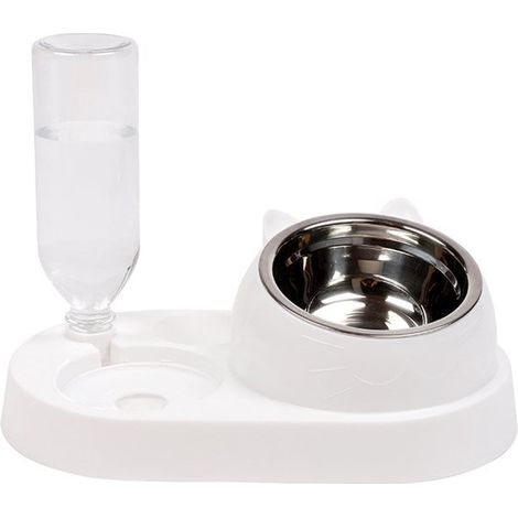 Bottiglia per animali domestici - Ciotola 2 in 1 per cibo per gatti - Adatta a cani e gatti di piccola e media taglia - Gialla - Taglia piccola (1/5)