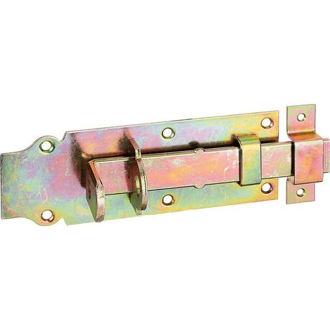 Verrou porte-cadenas droit, avec poignée plate et gâche attachée passivé platine 140 x 52 mm