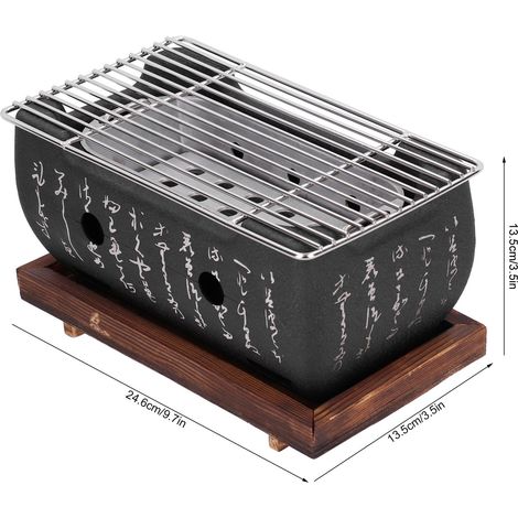 Mini barbecue da campeggio - Forno a carbone portatile in lega di alluminio, accessorio per barbecue domestico con vassoio in legno (1/4)