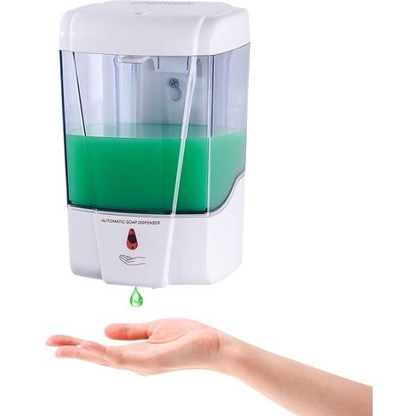Distributeur De Savon Automatique - Capteur Infrarouge - Réservoir 590 Ml - Montage Murale - Blanc