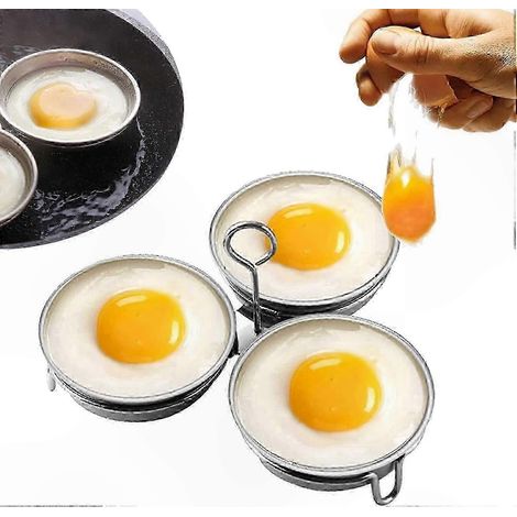 Pochier-Eierkocher aus Edelstahl, 3 Eierringe, perfektes rundes Kochutensil fürs Frühstück (1/5)