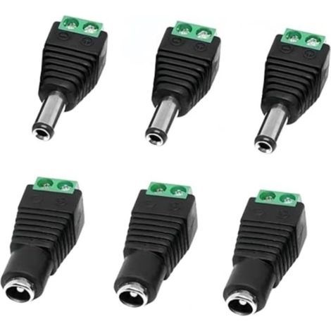 6er-Pack DC-Steckverbinder 5,5 mm x 2,1 mm, Schraubklemmen, Stecker und Buchse, 5 V–24 V, 3 A, für Überwachungskameras, Router, LED-Streifen (1/5)
