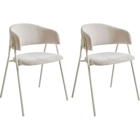 Set of 2 Dining Chairs ALANSON Chenille Light Beige