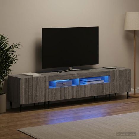 vidaXL 3 Piece LED TV Cabinet ZWOLLE Grey Sonoma Engineered Wood (1/5)