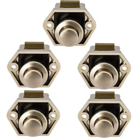 Beijiyi – Loqueteau pour meuble en métal nickel – Serrure bouton pour porte placard – Compatible armoires 14-16mm – Installation facile (1/5)