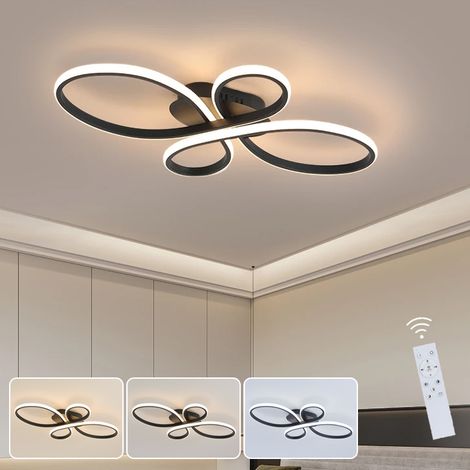Plafonnier LED 36 W à intensité variable, Lustre LED à anneaux floraux avec télécommande, Plafonnier LED moderne 60 cm, 3 températures de couleur (1/5)