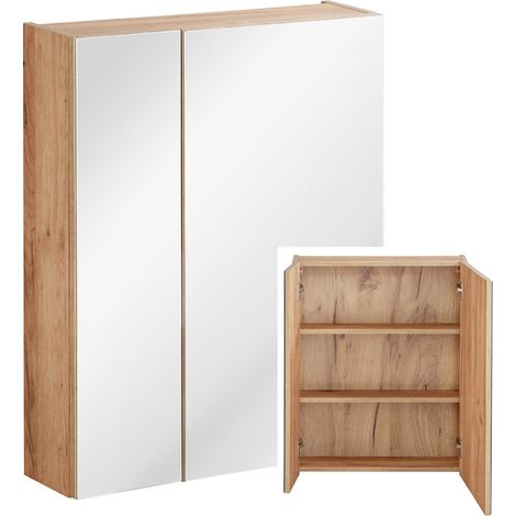 Badezimmer Spiegelschrank 60cm TOSKANA-56 in Wotaneiche B/H/T ca. 60/75/16cm (1/5)