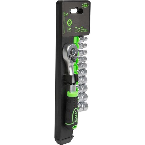 Cliquet à 72 dents avec douilles 1/4" à 12 tranchants  JBM54031