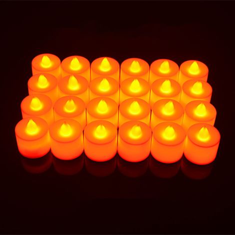 Lot de 24 bougies LED sans flamme à piles, jaunes, idéales pour Noël, anniversaires, mariages et autres fêtes. (1/5)